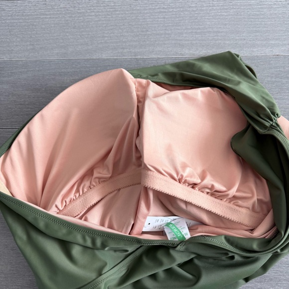 NWT J Crew Ruched One Shoulder One Piece Swimsuit Safari Olive Green Swim 22 - Picture 11 of 15